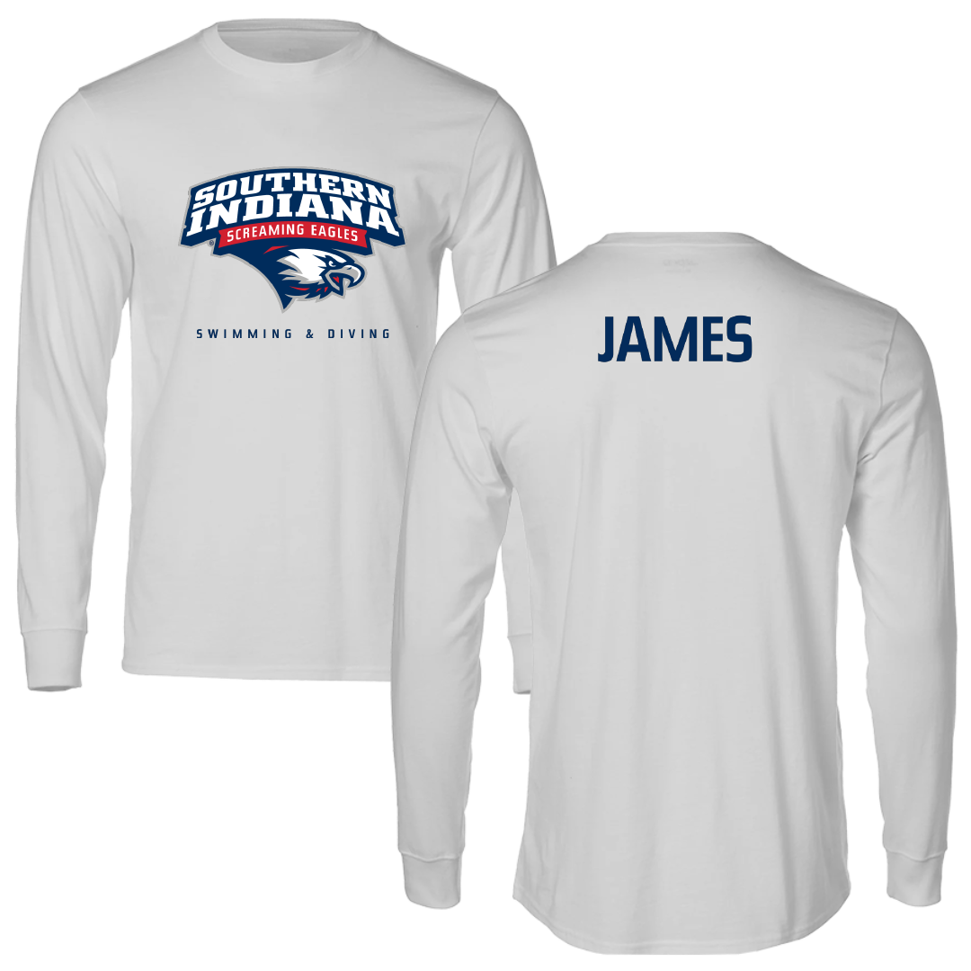 University of Southern Indiana Swimming & Diving Light Gray Performance Long Sleeve - Cameron James