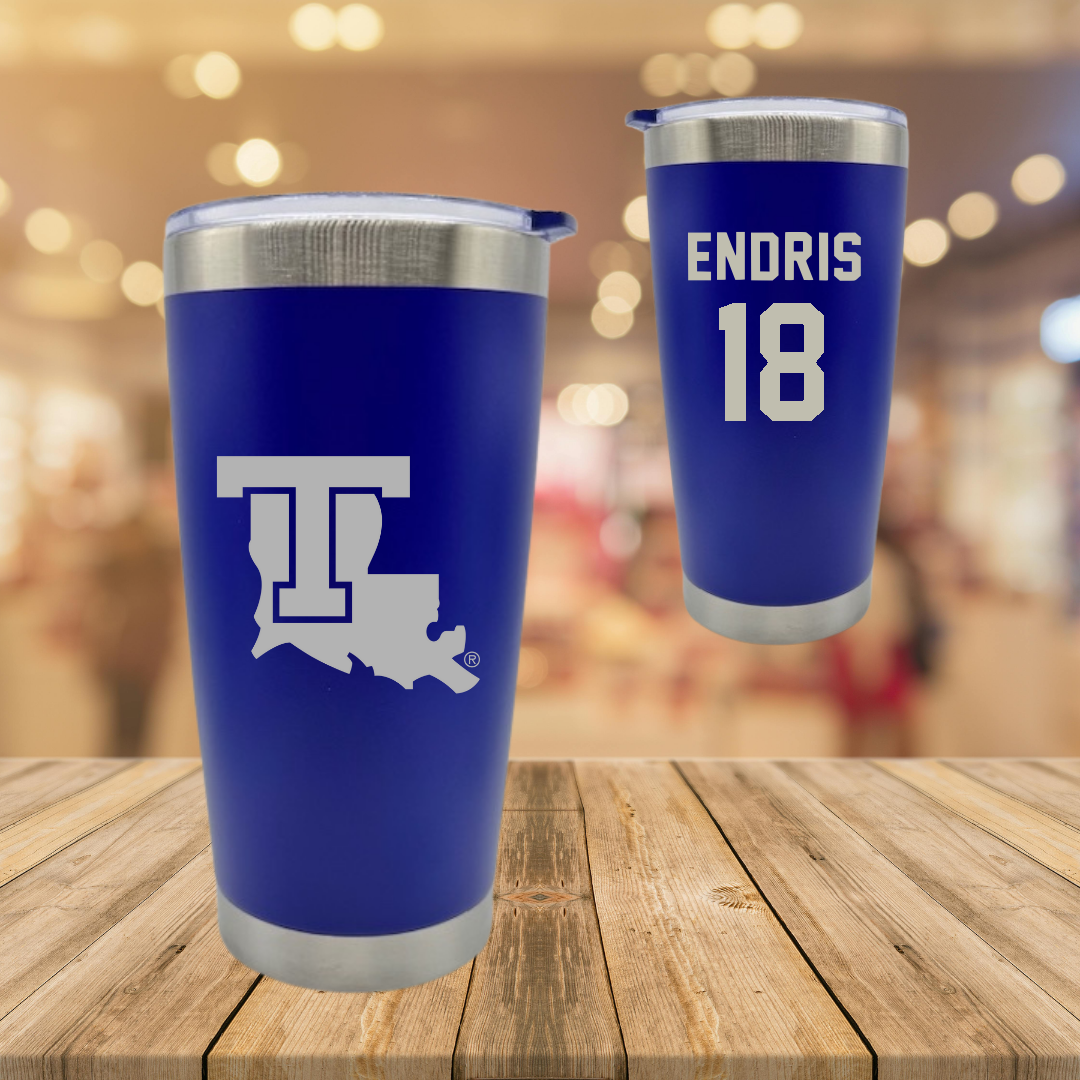 Louisiana Tech University Softball Blue Stainless Steel Tumbler - #18 Paris Endris