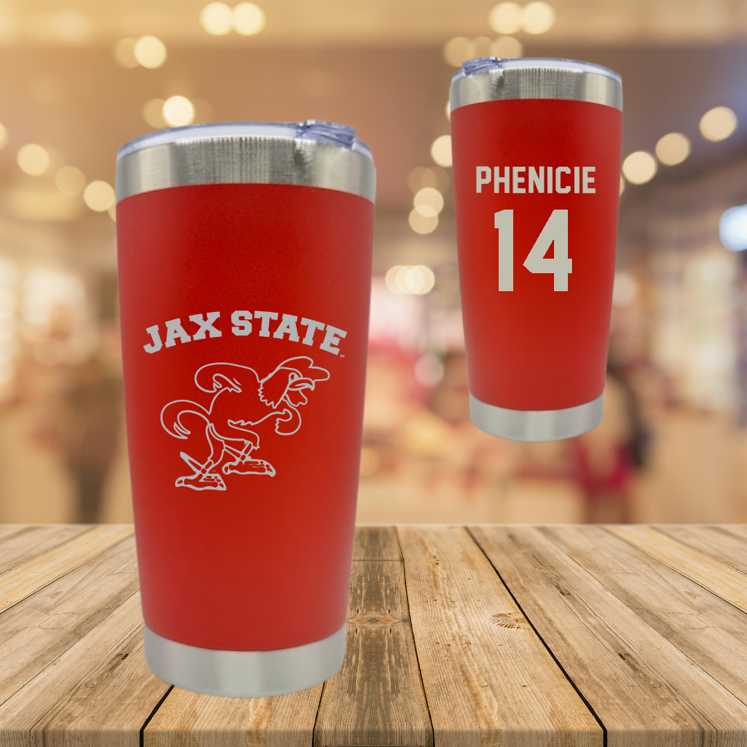 Jacksonville State University Volleyball Red Stainless Steel Tumbler - #14 Parker Phenicie