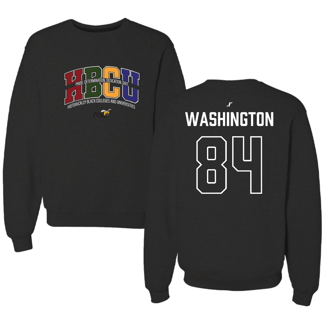 Alabama State University Football Black HBCU Crewneck - #84 Joshua Washington