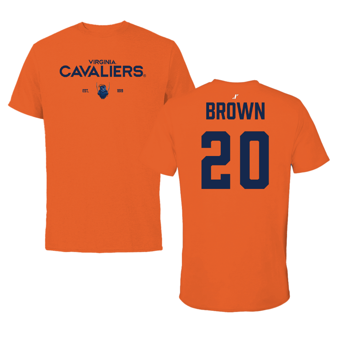 University of Virginia Football Orange General Tee - #20 Xavier Brown