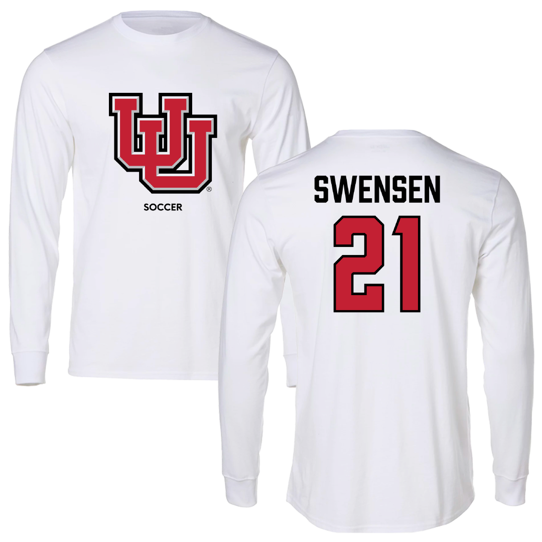 University of Utah Soccer (W) White Block Performance Long Sleeve - #21 Ali Swensen