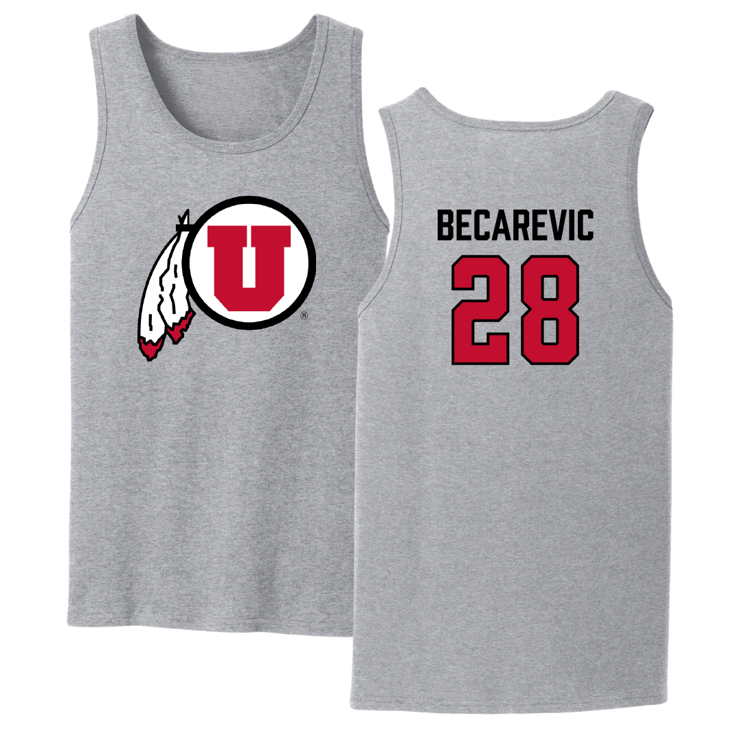 University of Utah Soccer Sport Gray Tank Top - #28 Mia Becarevic