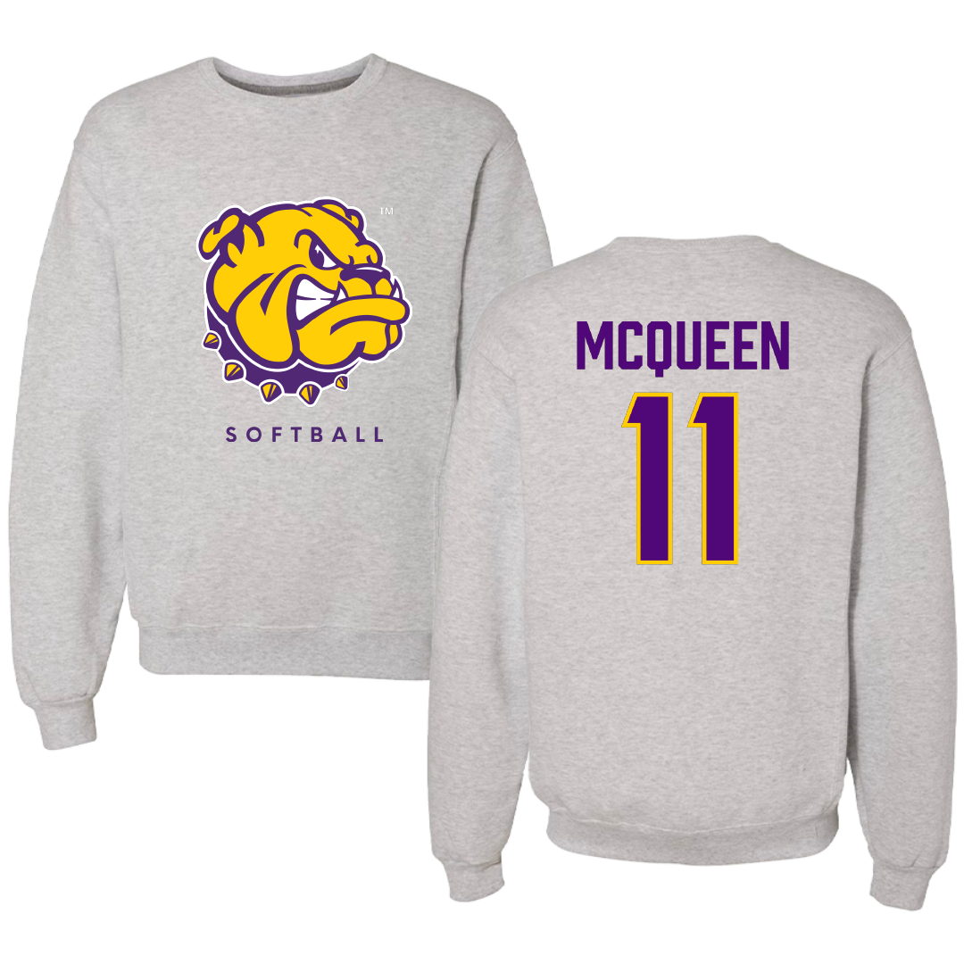 Western Illinois University Softball Gray Crewneck - #11 Tori McQueen