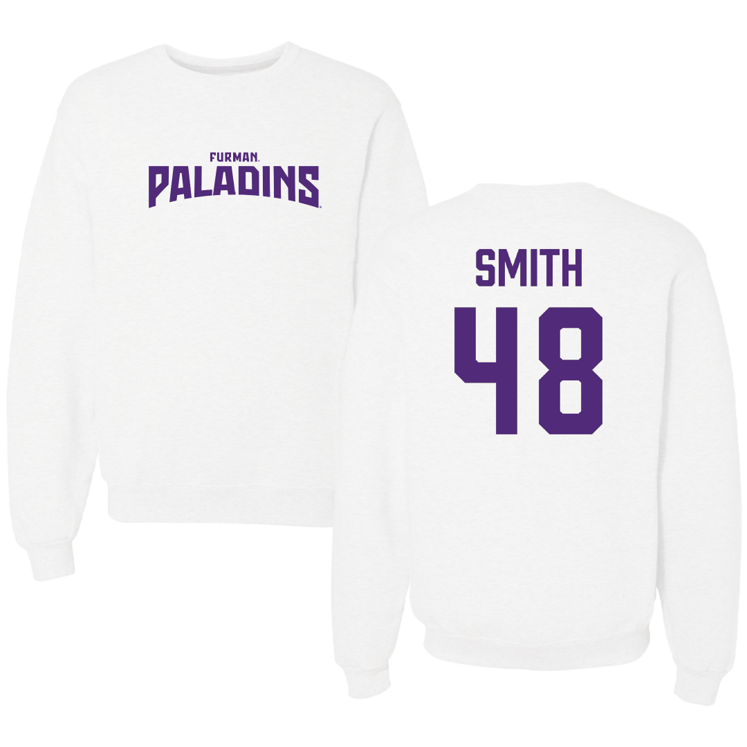 Furman University Football White Classic Crewneck - #48 Luke Smith