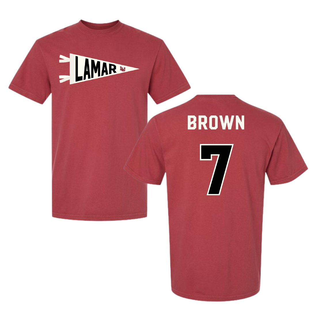 Lamar University Softball Canvas Red Pennant Comfort Colors Tee - #7 Aubrey Brown