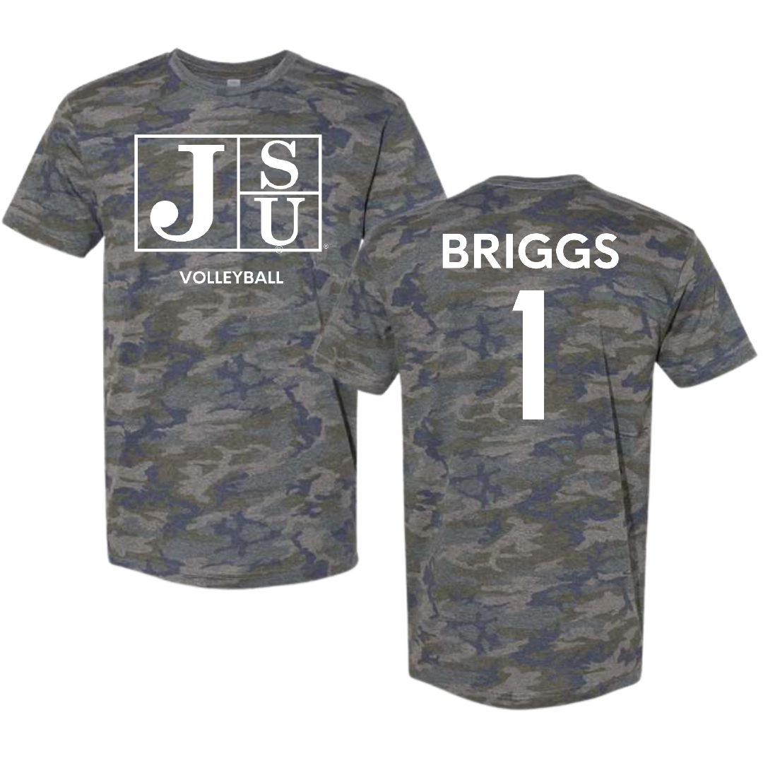 Jackson State University Volleyball (W) Vintage Camo Tee - #1 Hope Briggs
