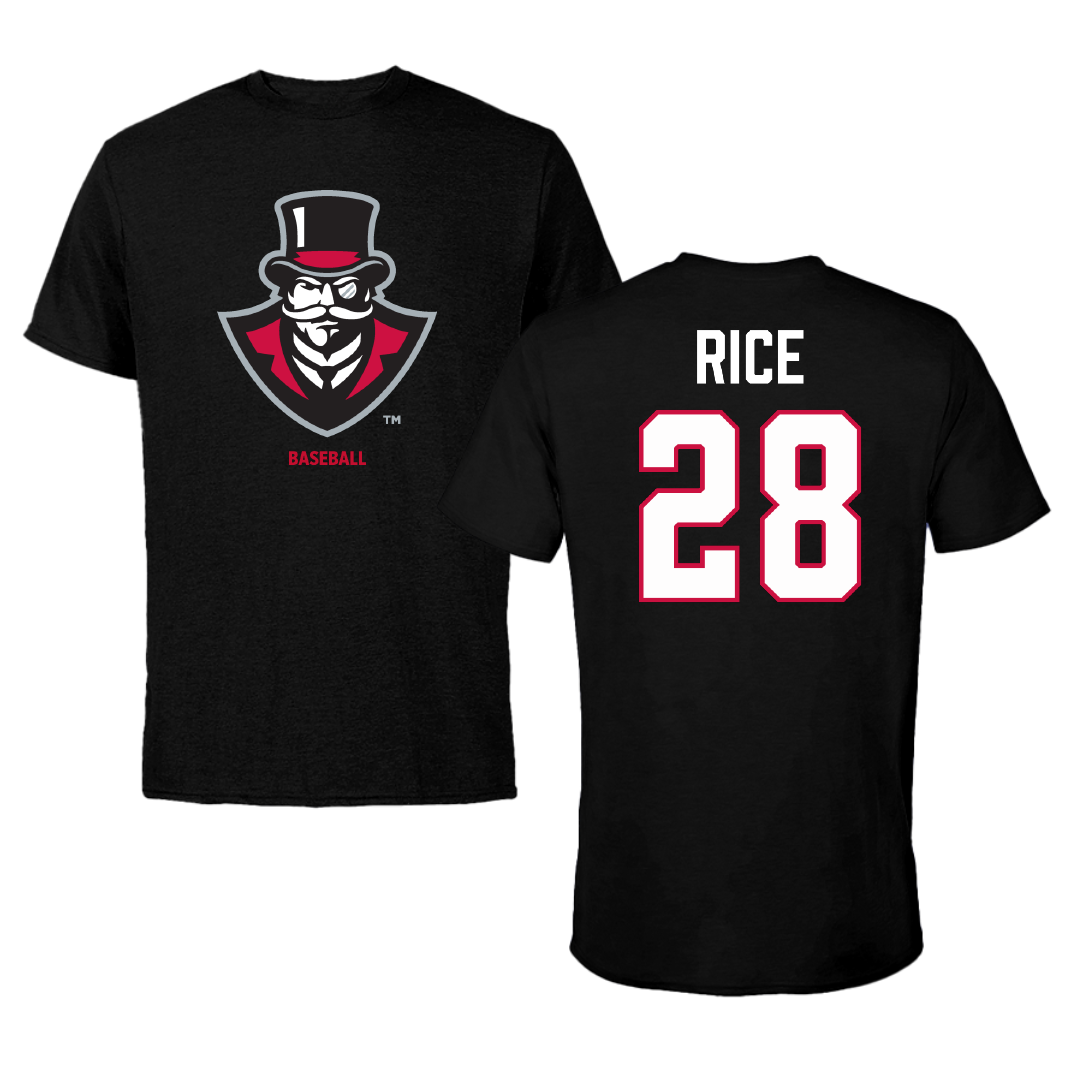 Austin Peay State University Baseball Black Performance Tee - #28 Cannon Rice