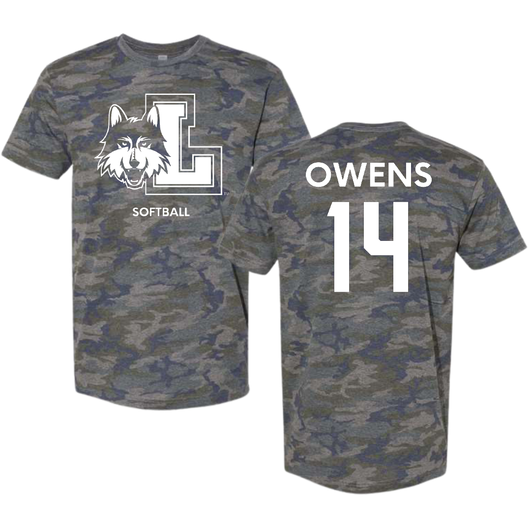 Loyola University-Chicago Softball Vintage Camo Tee - #14 Riley Owens