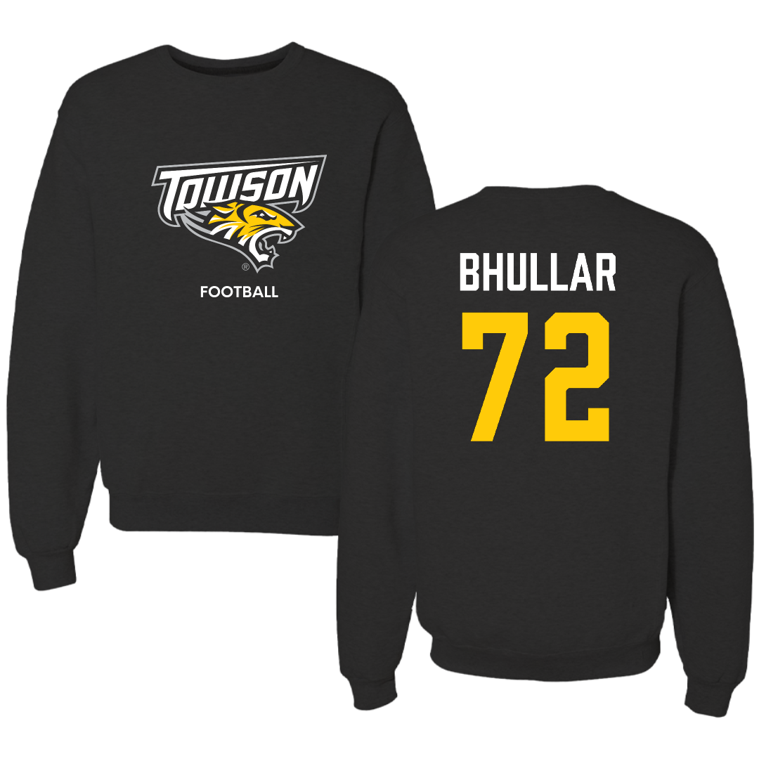 Towson University Football Black Crewneck - #72 Sahil Bhullar