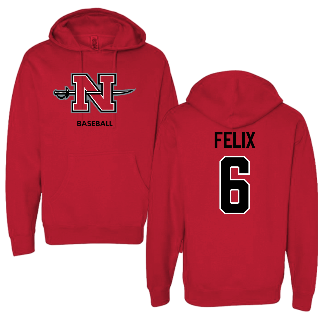 Nicholls State University Baseball Red Hoodie - #6 Garrett Felix
