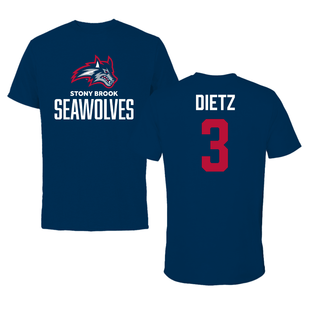 Stony Brook University Football Navy Tee - #3 Marqeese Dietz