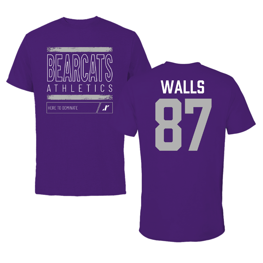 Southwest Baptist University Football Purple Dominate Tee - #87 Gabriel Walls