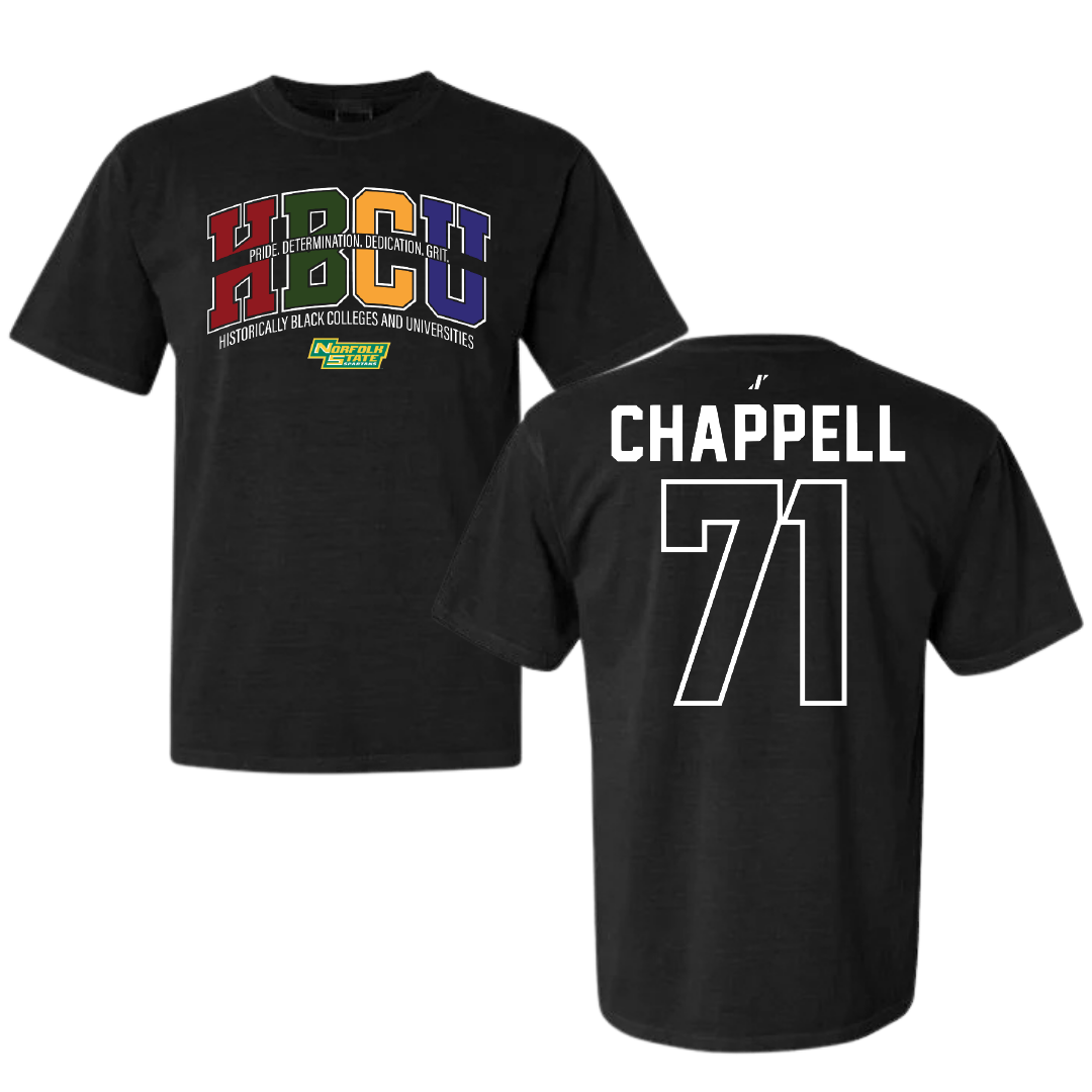 Norfolk State University Football Black HBCU Comfort Colors Tee - #71 Jayden Chappell