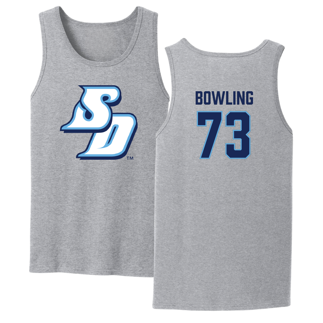 University of San Diego Football Sport Gray Tank Top - #73 Evans Bowling