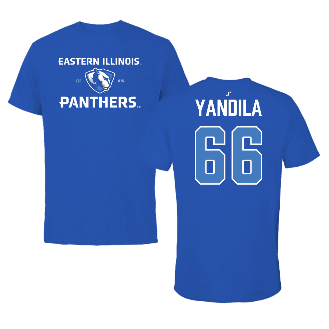 Eastern Illinois University Football Blue General Tee - #66 Jordan Yandila