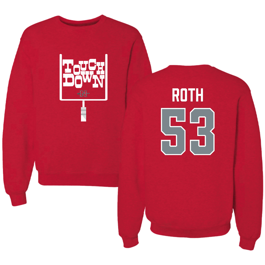 Nicholls State University Football Red Touchdown Crewneck - #53 Craig Roth