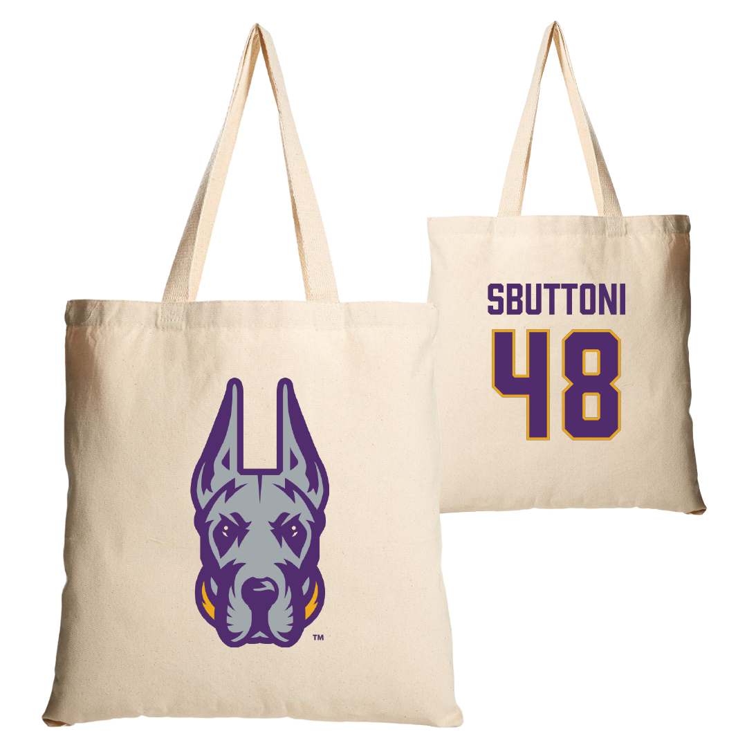 University at Albany Football Tan Canvas Tote Bag - #48 Michael Sbuttoni