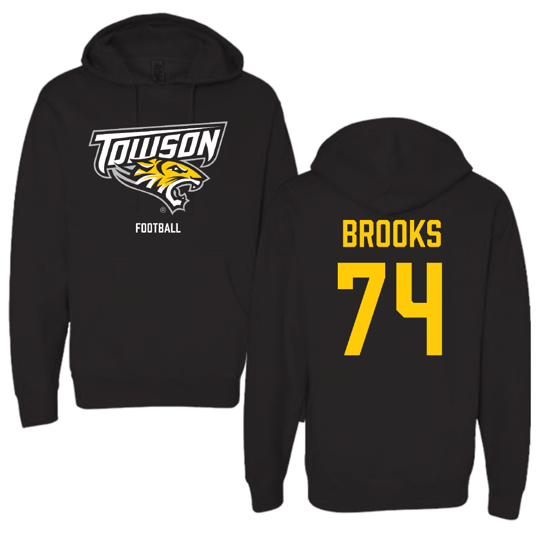 Towson University Football Black Hoodie - #74 KJ Brooks