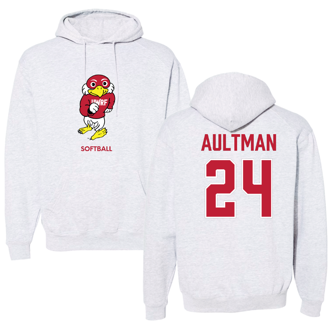 University of Wisconsin-River Falls Softball Light Gray Hoodie - #24 Kelly Aultman