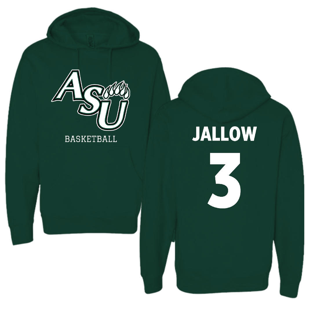 Adams State University Basketball (M) Forest Green Block Hoodie - #3 Emilek Jallow