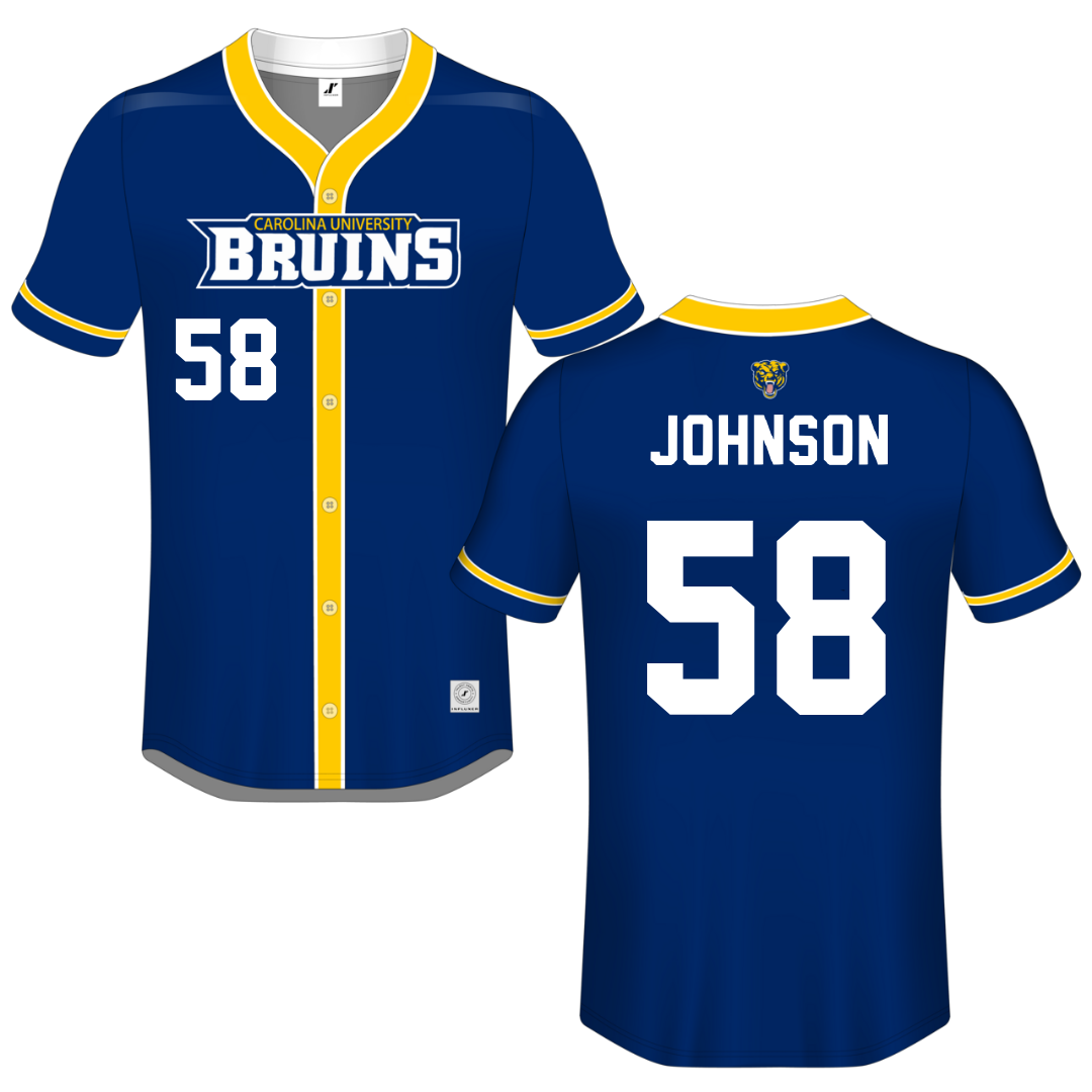 Carolina University Navy Button-Down Jersey - #58 Brandon Johnson
