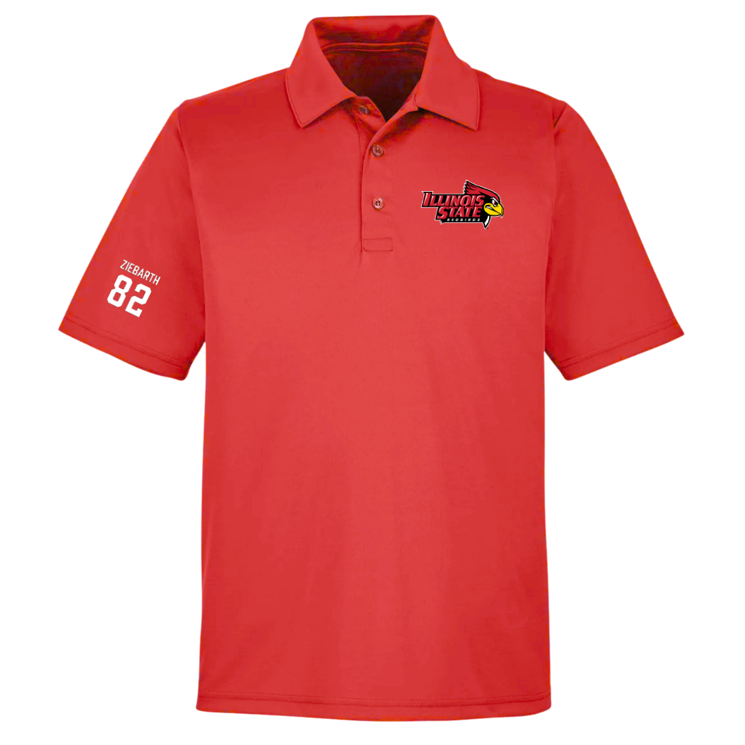 Illinois State University Football Red Polo - #82 Max Ziebarth