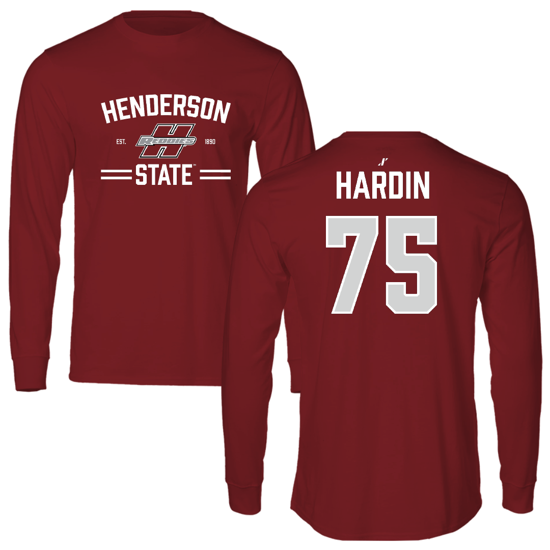 Henderson State University Football Cardinal General Long Sleeve - #75 Elijah Hardin