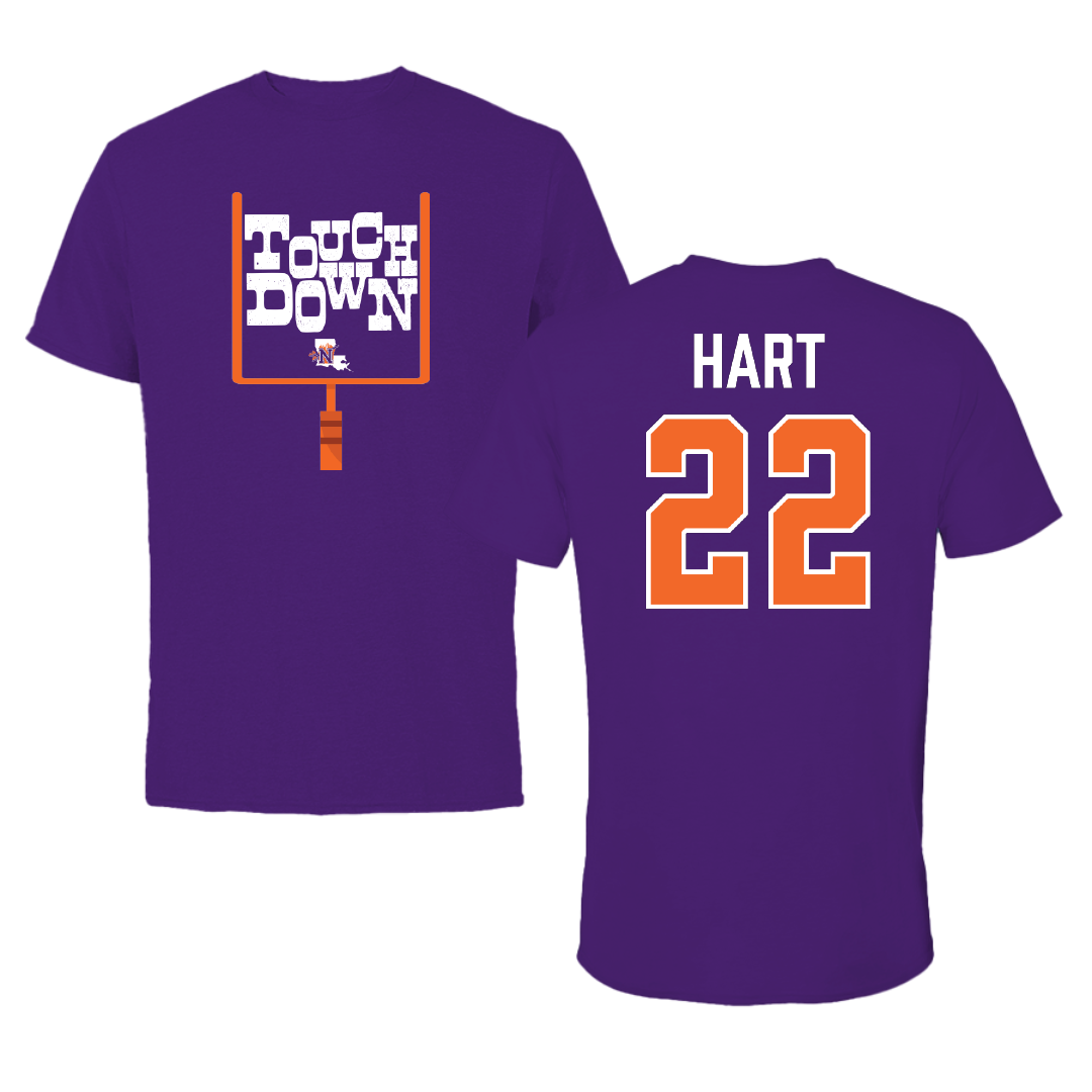 Northwestern State University Football Purple Touchdown Tee - #22 Duce Hart