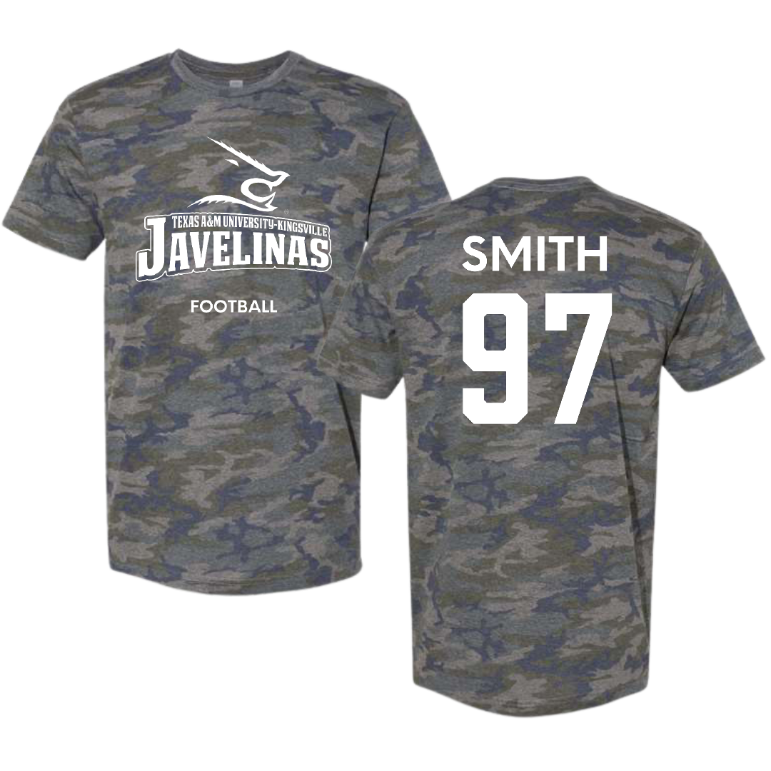 Texas A&M University-Kingsville Football Vintage Camo Tee - #97 Victor Smith