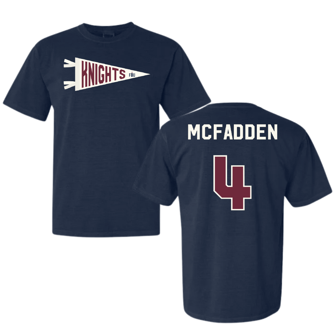 Fairleigh Dickinson University-Metropolitan Campus Volleyball Navy Pennant Comfort Colors Tee - #4 Dylan McFadden
