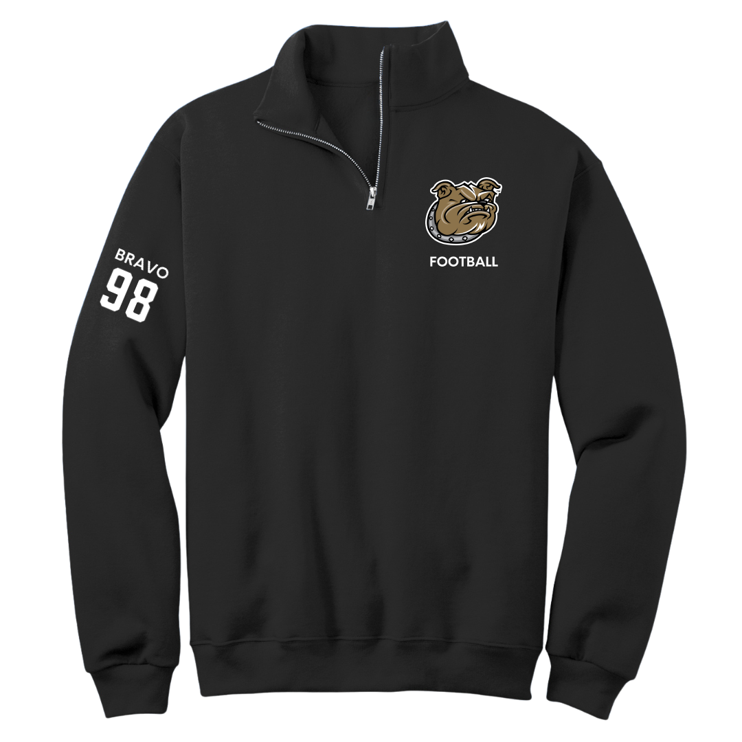 Bryant University Football Black Quarter-Zip - #98 Gustavo Bravo
