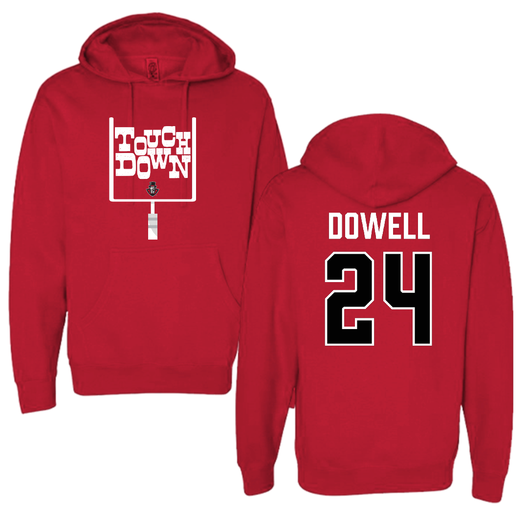 Austin Peay State University Football Red Touchdown Hoodie - #24 Malaki Dowell