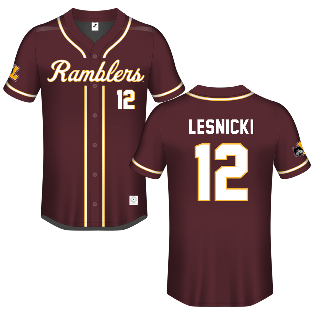 Loyola University-Chicago Maroon Button-Down Jersey - #12 Nat Lesnicki