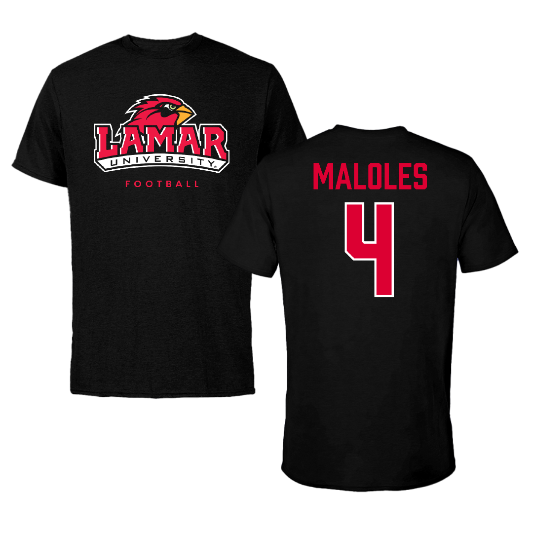 Lamar University Football Black Tee - #4 Royce Maloles