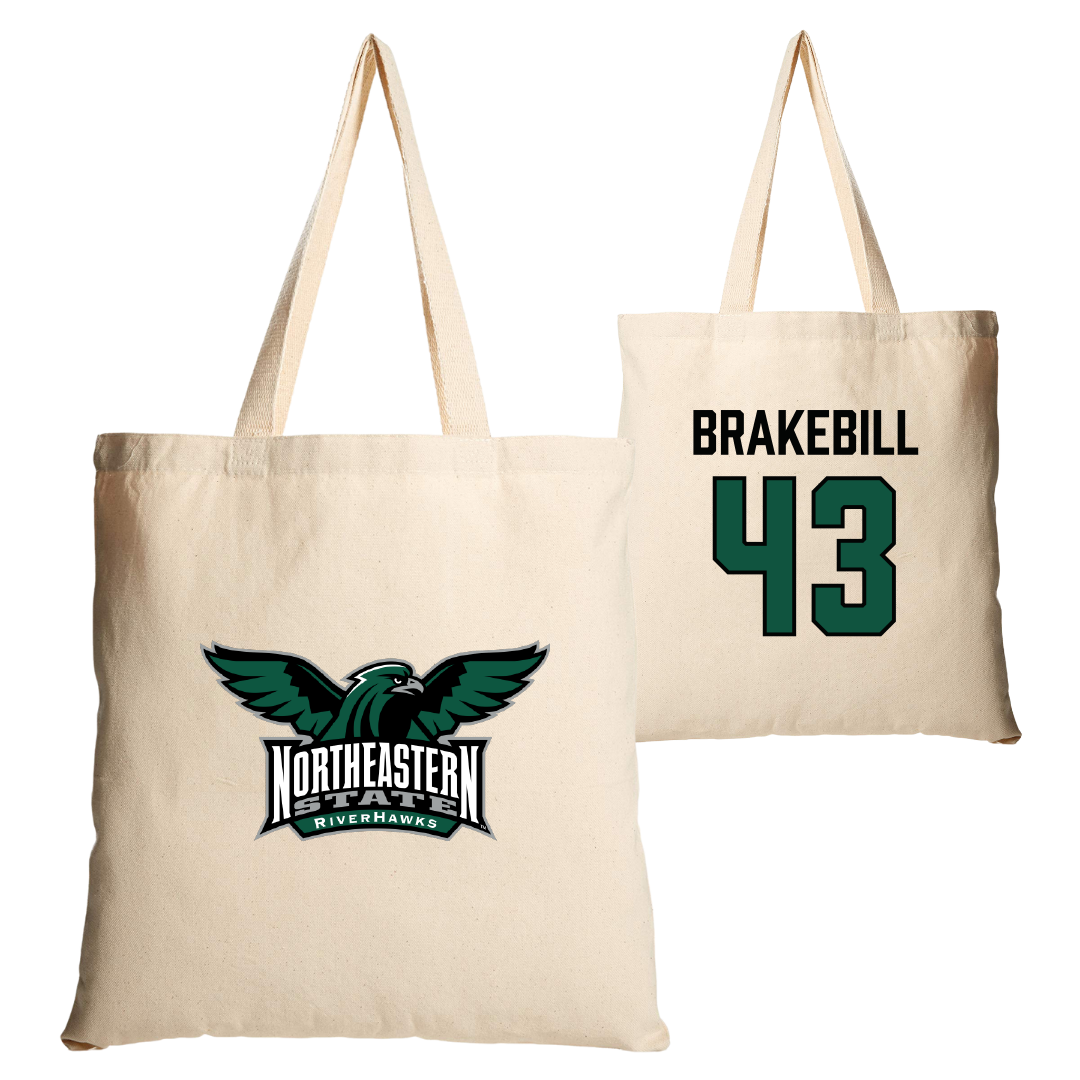 Northeastern State University Football Tan Canvas Tote Bag - #43 Kale Brakebill