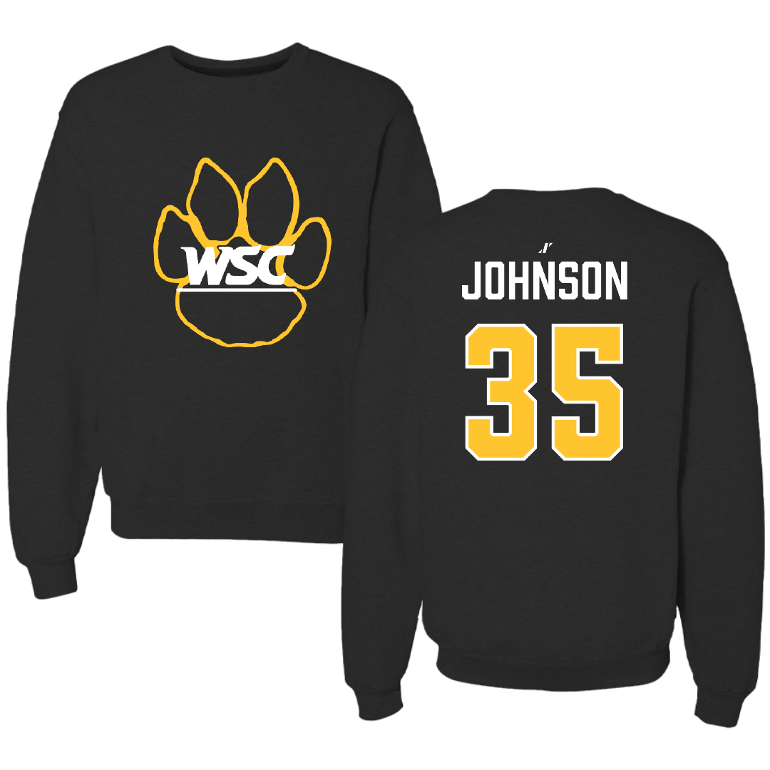 Wayne State College (Nebraska) Football Black Crewneck - #35 Luke Johnson