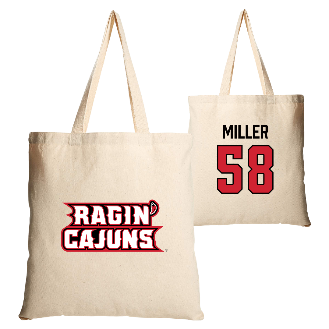 University of Louisiana at Lafayette Football Tan Canvas Tote Bag - #58 Grant Miller