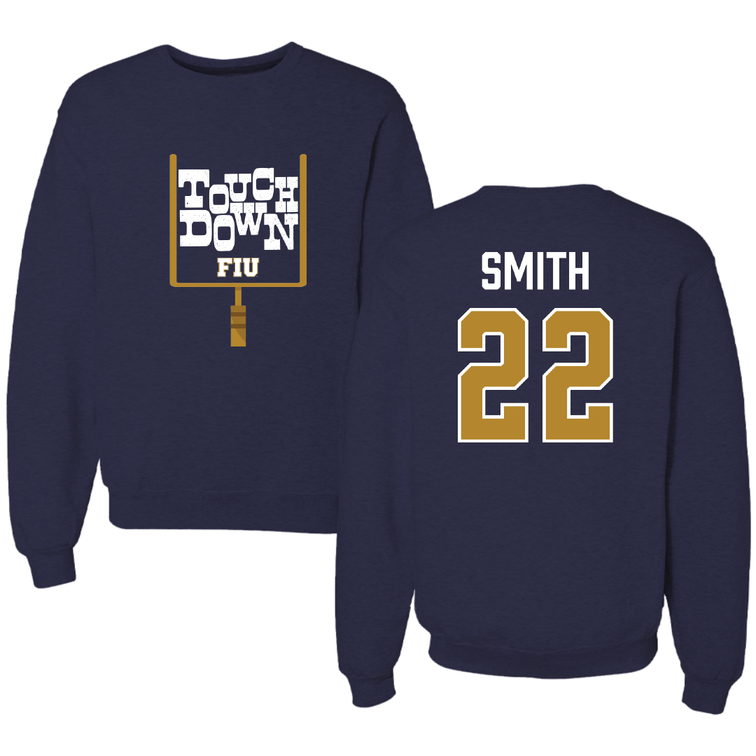 Florida International University Football Navy Touchdown Crewneck - #22 Nicholas Smith