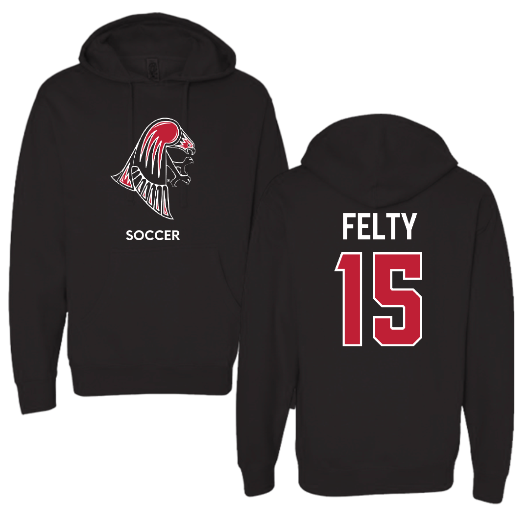 University of Wisconsin-River Falls Soccer (W) Black Hoodie - #15 Elizabeth Felty