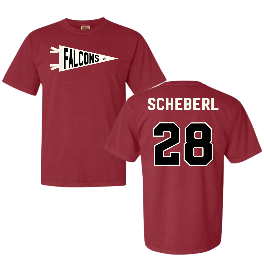 University of Wisconsin-River Falls Football Crimson Pennant Comfort Colors Tee - #28 Justin Scheberl