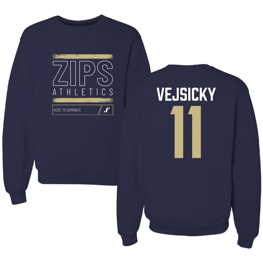 University of Akron Basketball Navy Dominate Crewneck - #11 Maddie Vejsicky