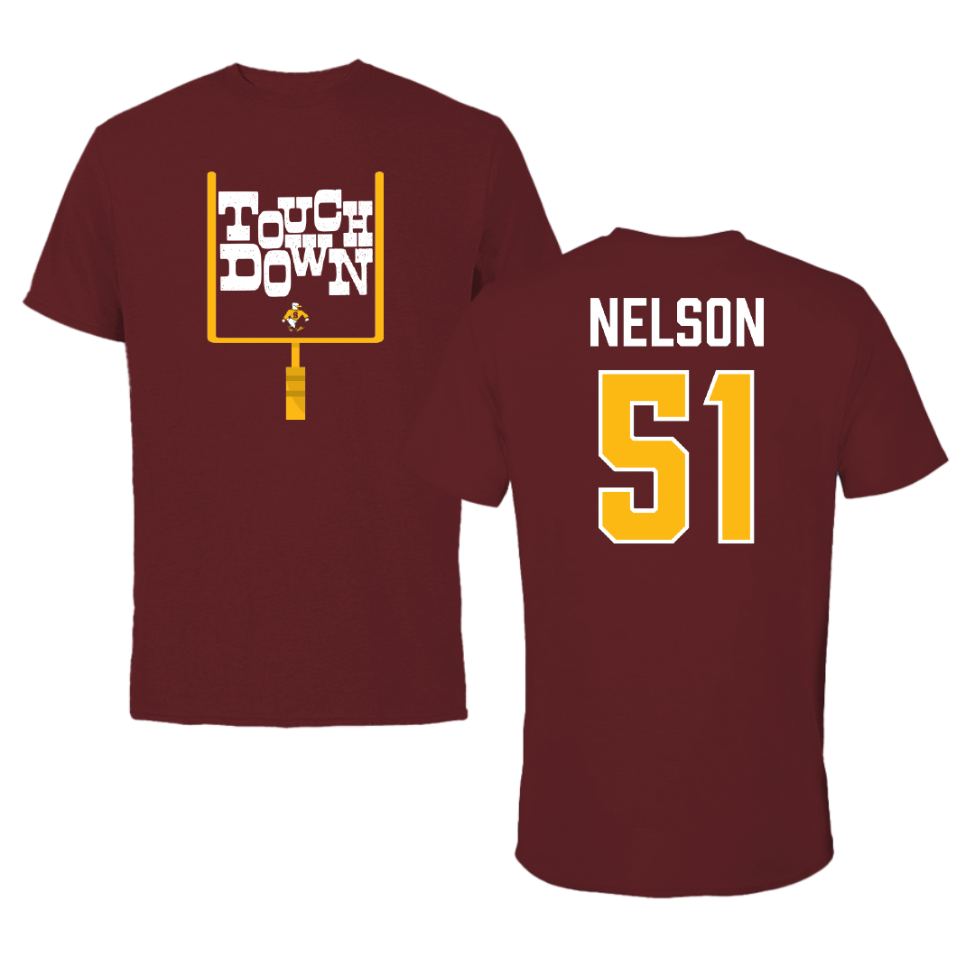 Salisbury University Football Maroon Touchdown Performance Tee - #51 Matt Nelson