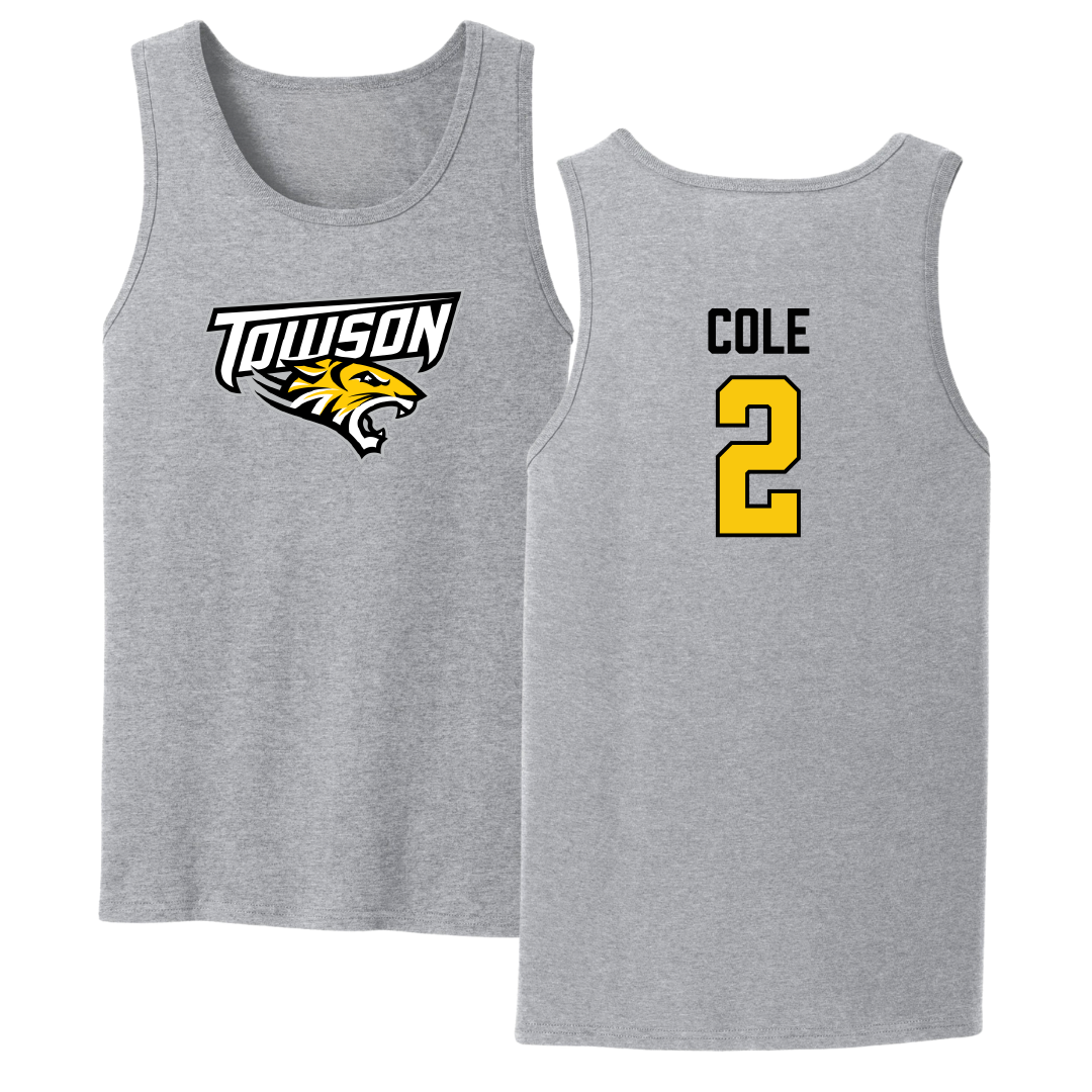 Towson University Basketball Sport Gray Tank Top - #2 Jaiden Cole