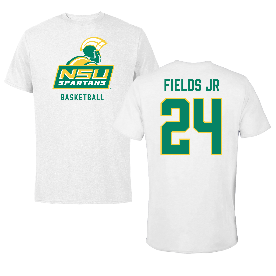 Norfolk State University Basketball White Performance Tee - #24 Chris Fields Jr