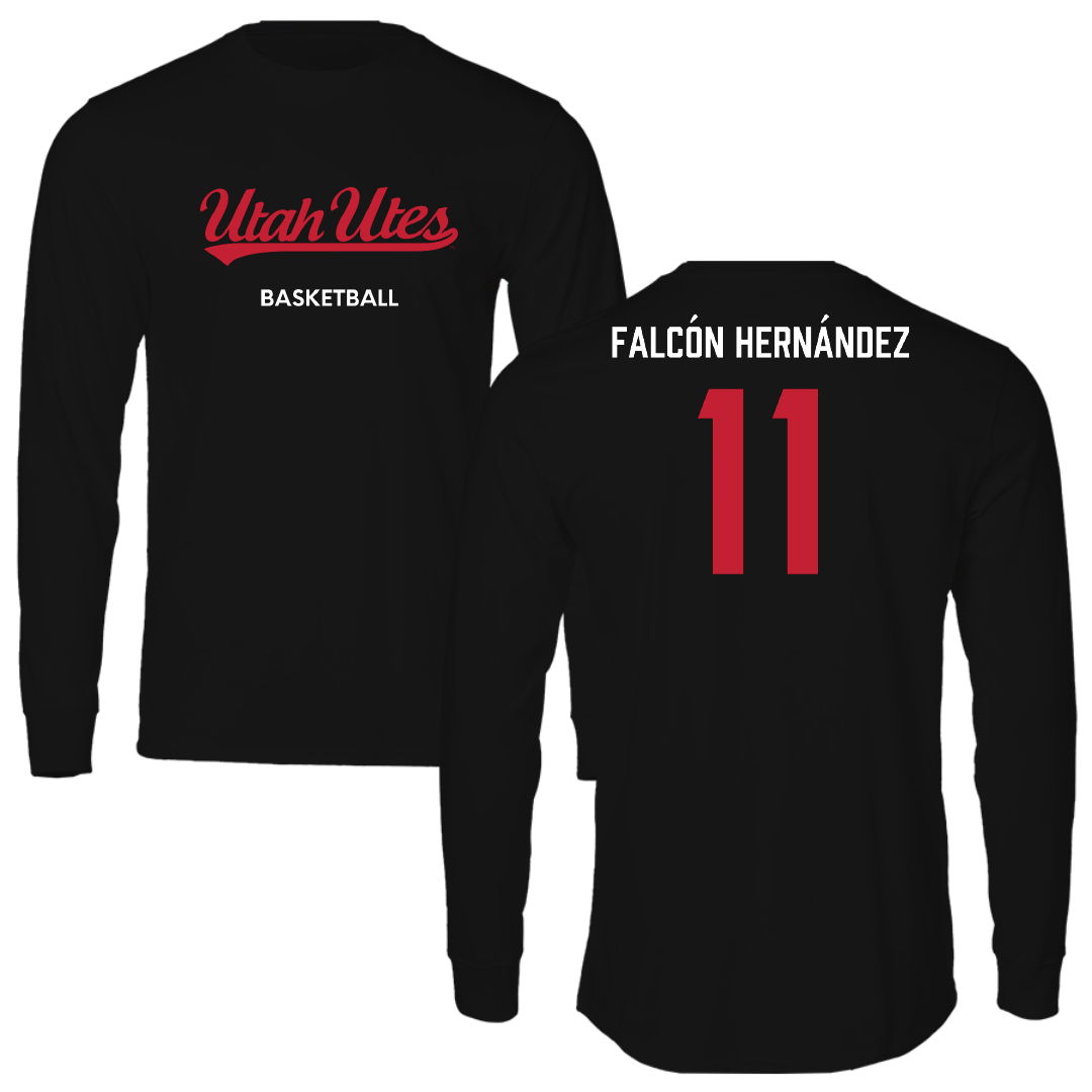 University of Utah Basketball (W) Black Utes Long Sleeve - #11 Daniela Falcón Hernández