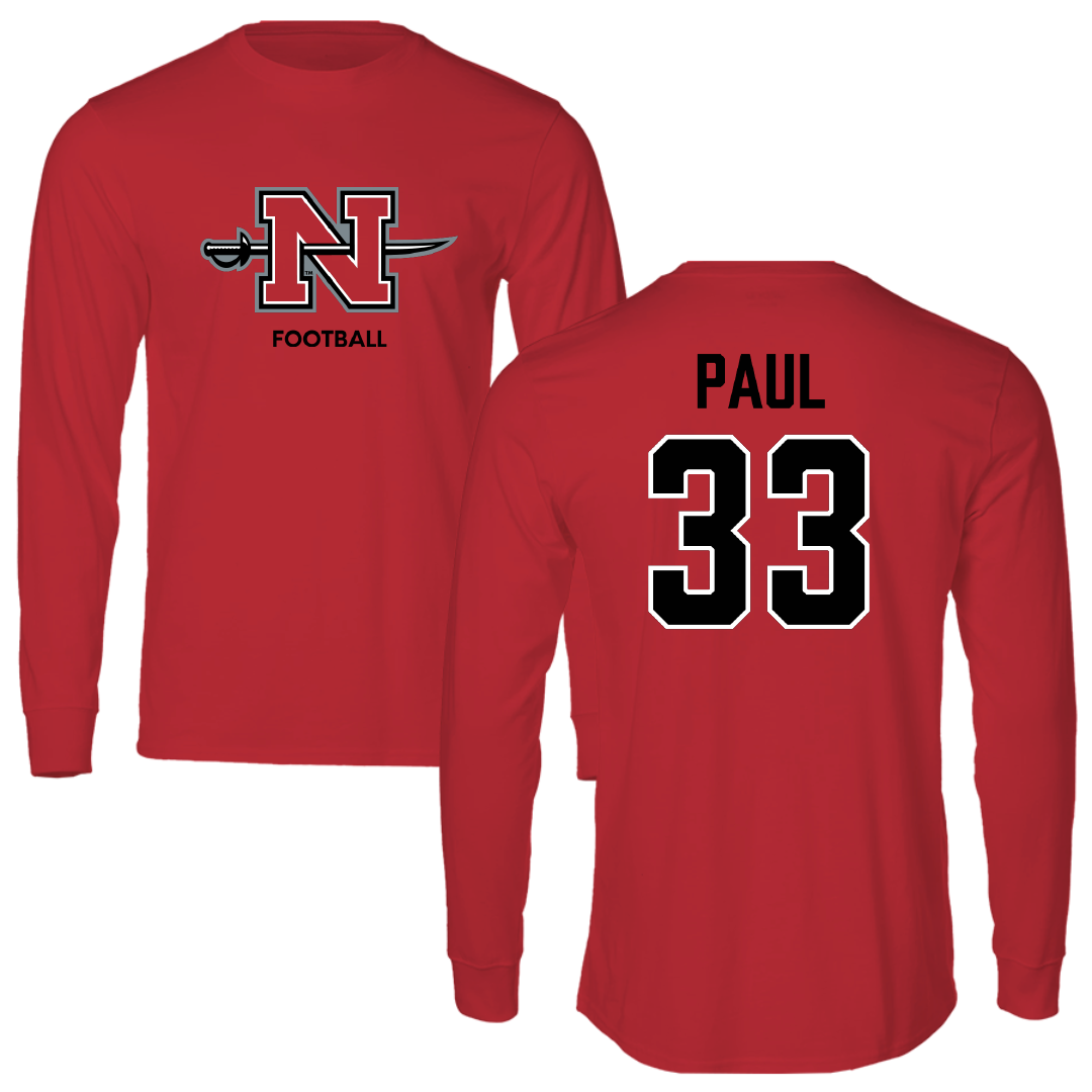 Nicholls State University Football Red Mascot Long Sleeve - #33 Kyler Paul