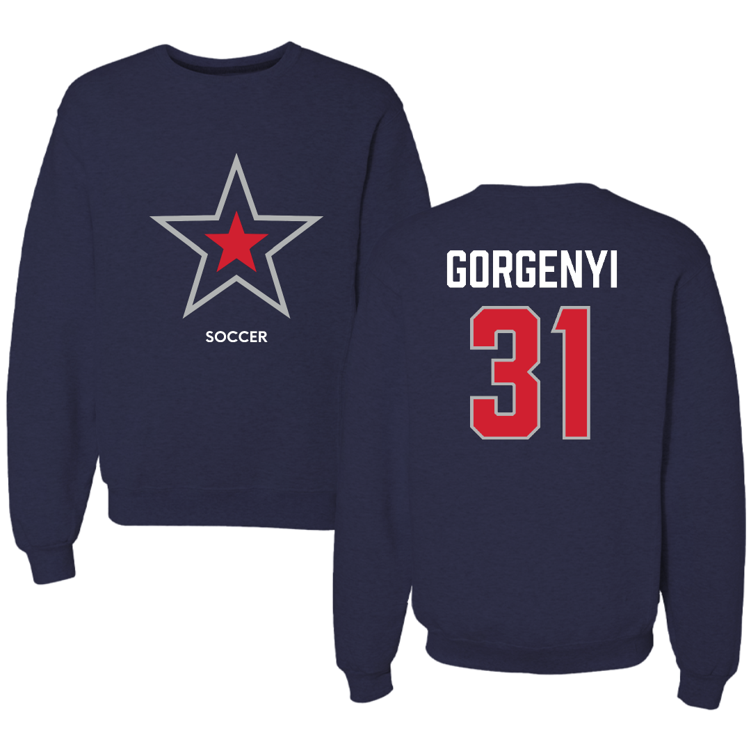 Robert Morris University Soccer (M) Navy Mascot Crewneck - #31 Kieran Gorgenyi