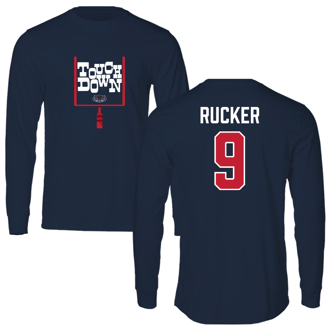 Florida Atlantic University Football Navy Touchdown Performance Long Sleeve - #9 Luke Rucker