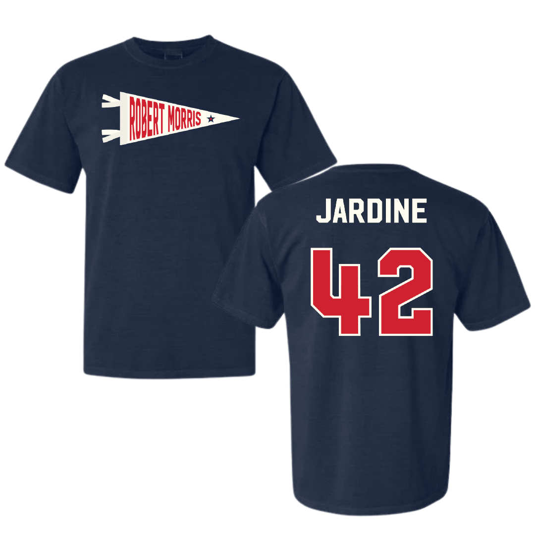 Robert Morris University Softball Navy Pennant Comfort Colors Tee - #42 Katlyn Jardine